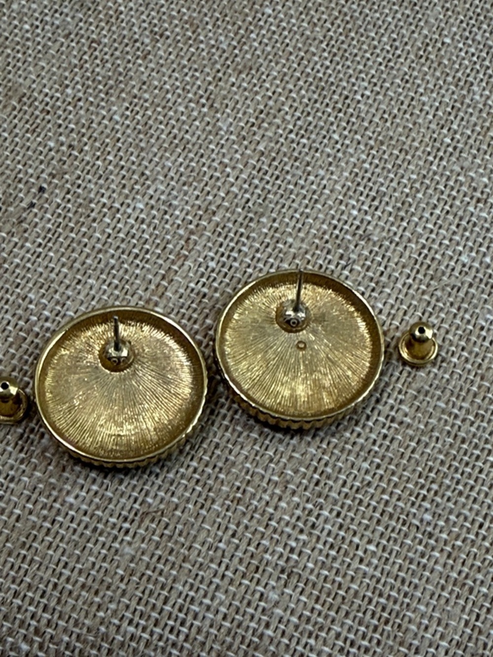 Monet Gold Medallion Profile Clip Earrings - Picture 4 of 4